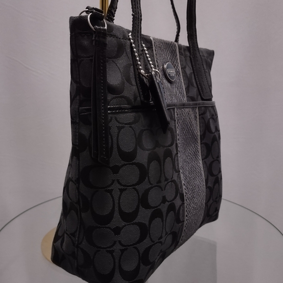 Coach signature python stripe tote - Picture 3 of 4